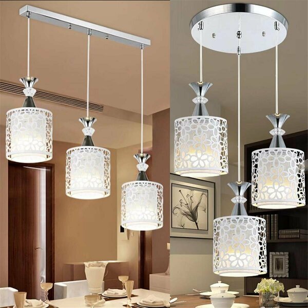 Homeroots Retro White Floral Pendant Ceiling Lamp 475569